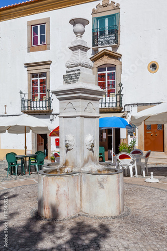 Ourives Fountain in Capitao Salgueiro Maia Square, Castelo de Vide, Portugal. 19th century fountain. photo