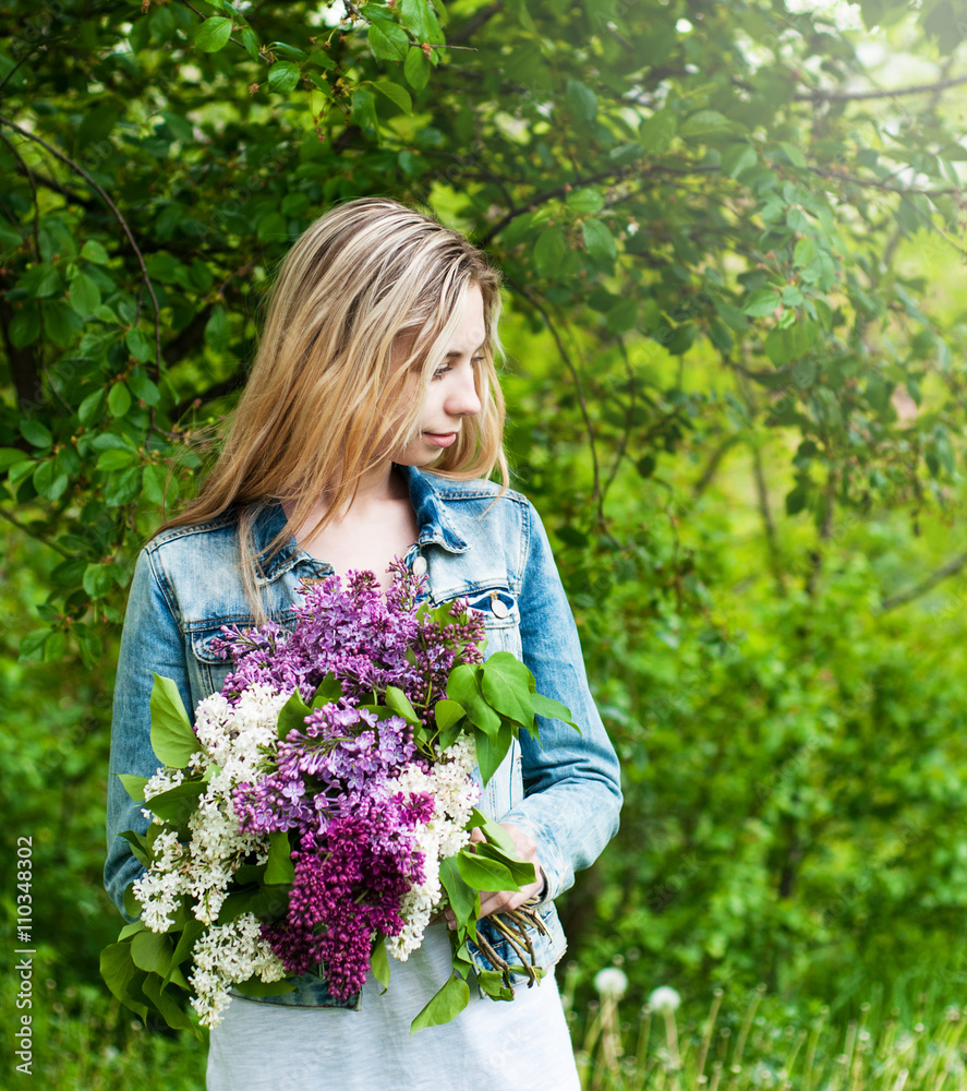 Girl with a bouquet of lilacs Girl with a bouquet of lilacs