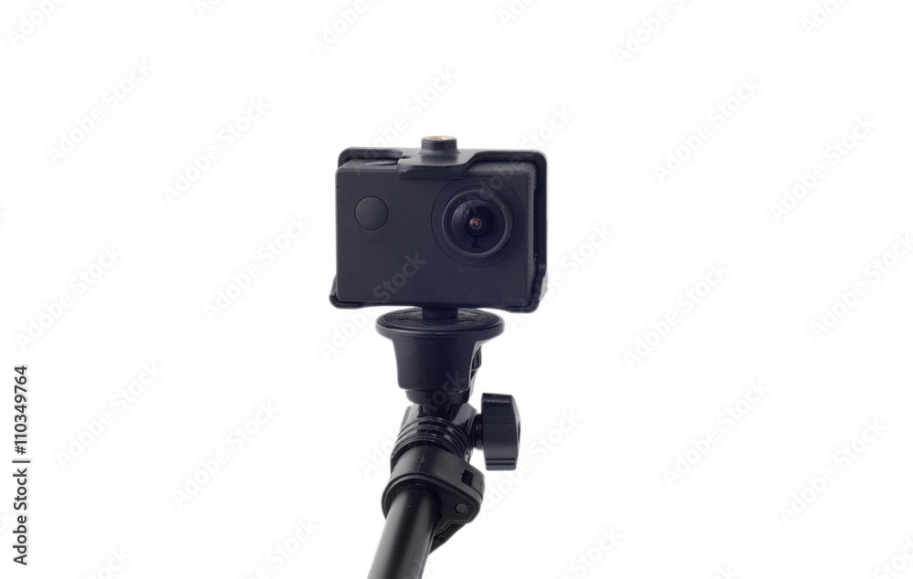 action camera on selfie stick