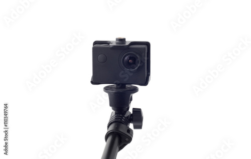 action camera on selfie stick
