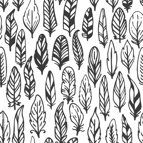 Vector feather rustic seamless pattern