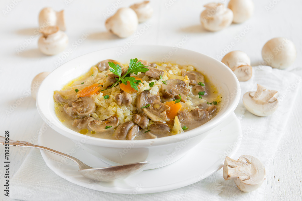 mushroom soup with millet