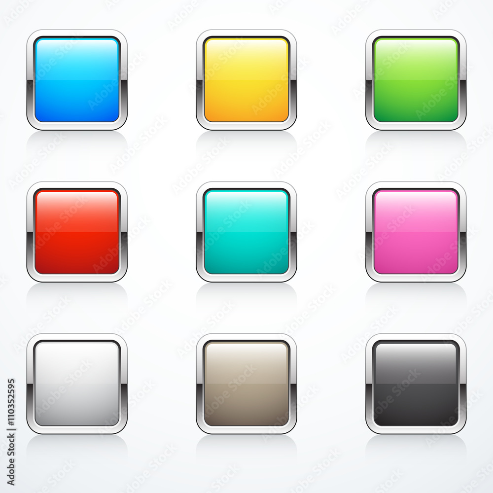 Set of square buttons Set of square buttons