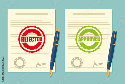 Rejected and approved stamp in contract