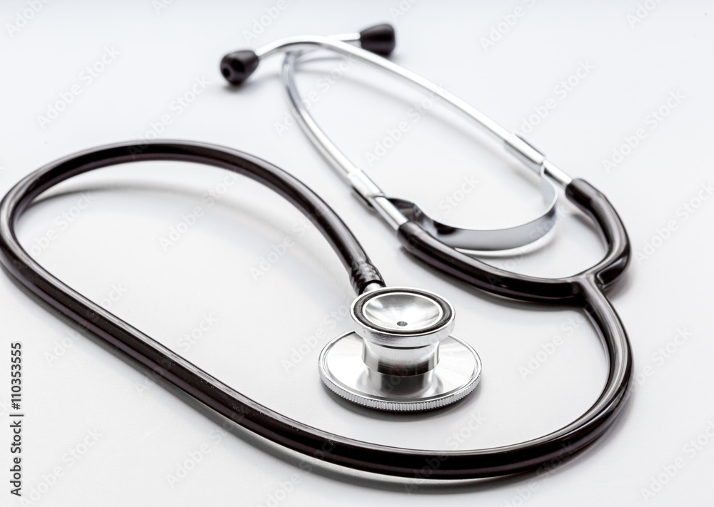 two disassembled stethoscope in white background two disassembled stethoscope in white background