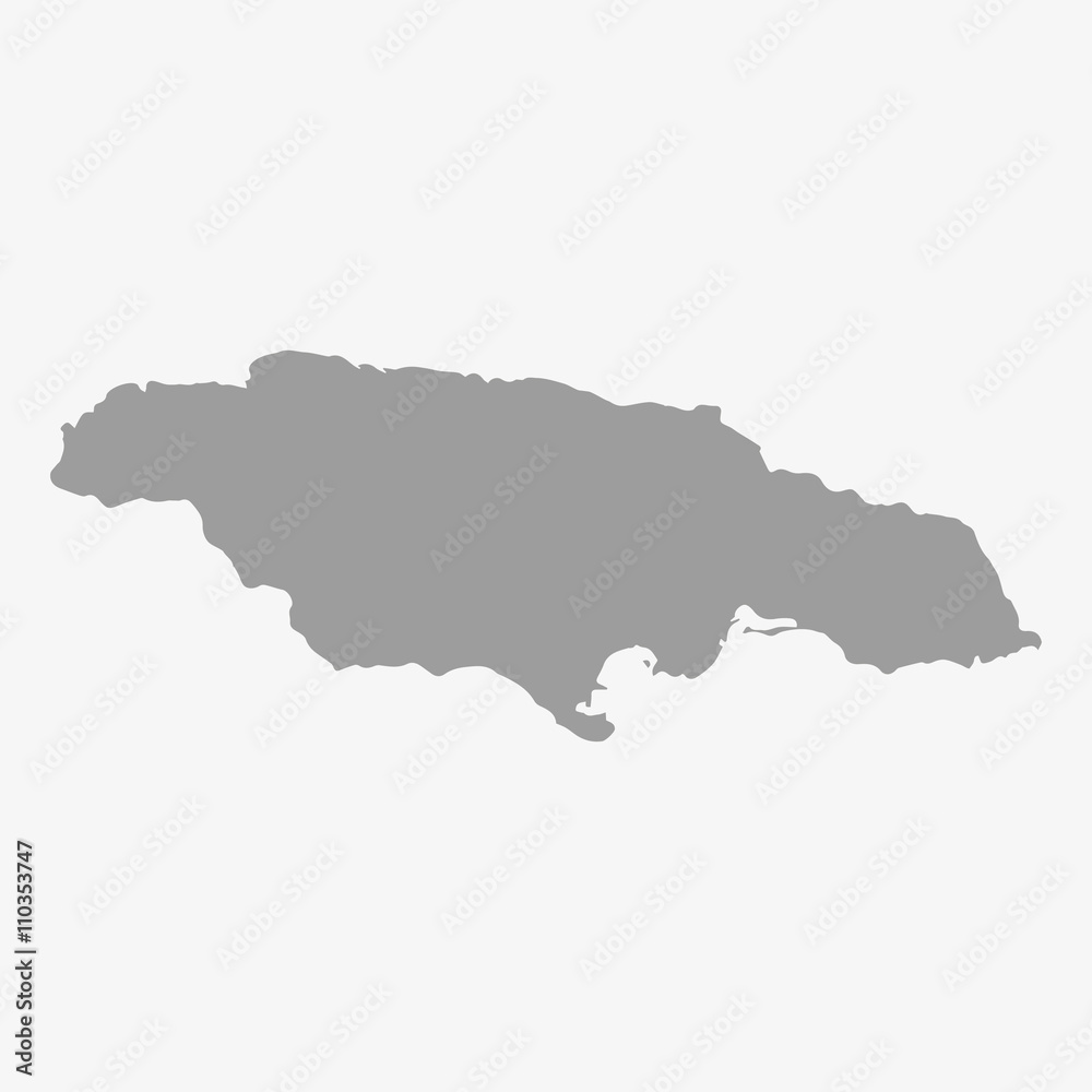 Jamaica map in gray on a white background