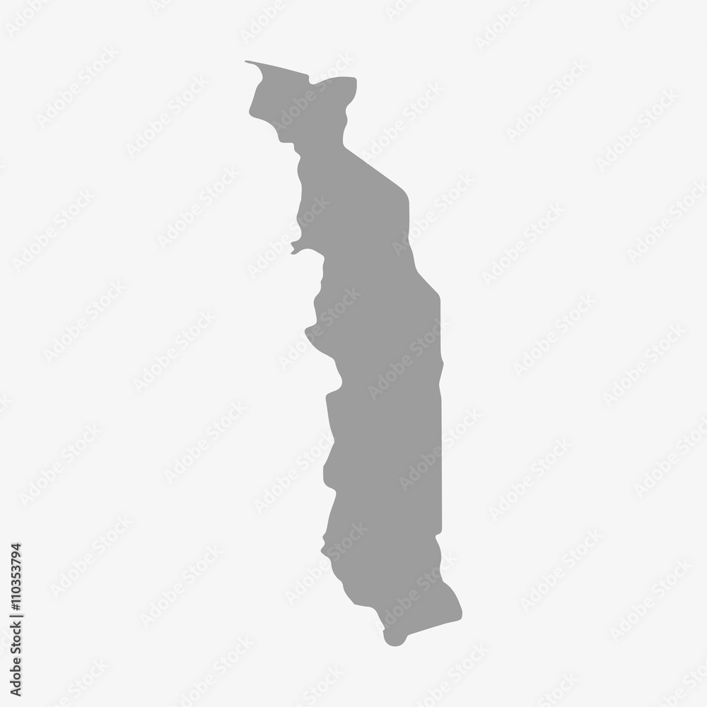 Map of Togo in gray on a white background