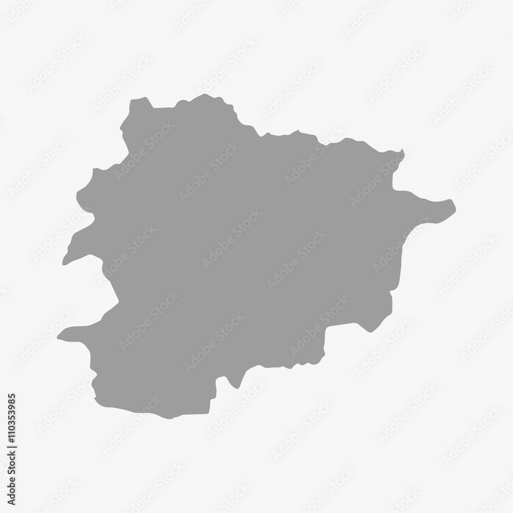 Map of Andorra in gray on a white background