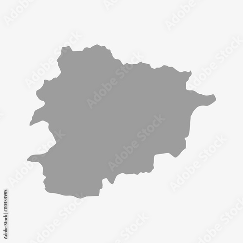 Map of Andorra in gray on a white background