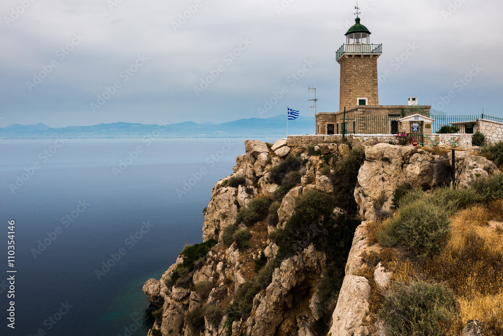 The Melagavi lighthouse near Loutraki (Greece)
