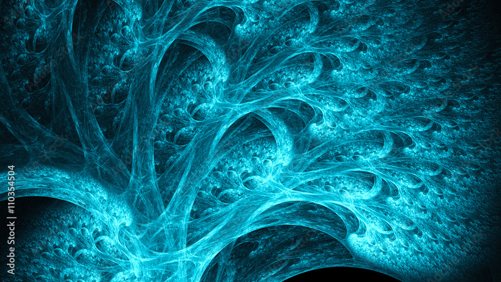 Fototapeta premium Magiczny las w niezwykłych jasnych kolorach. Awangarda i abstrakcja. Tajemnicza tapeta psychodelicznego relaksu. Święta geometria. Fraktal Tapeta wzór pulpitu. Kreatywne projektowanie graficzne grafiki cyfrowej