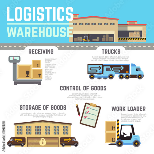 Warehouse, cargo, logistic vector infographics