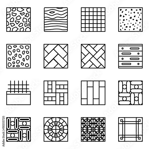 Floor material line vector icons