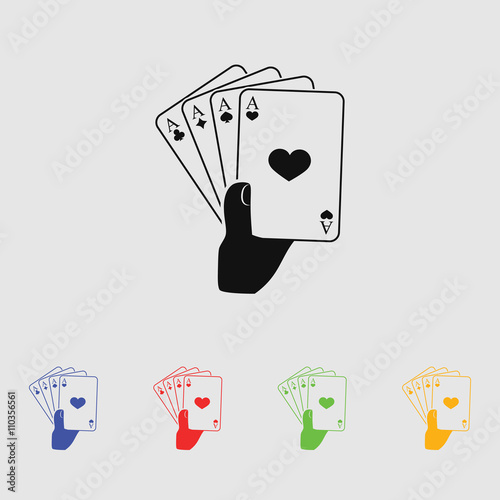 playing cards in hand. Vector icon