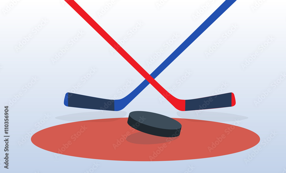 Ice Hockey Player with Stick and Puck. Vector Illustration. Ice Hockey Player with Stick and Puck. Vector Illustration.