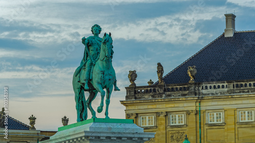 Photography Sculpture of Frederik V on Horseback in Amalienborg Square in Copenhagen from 17