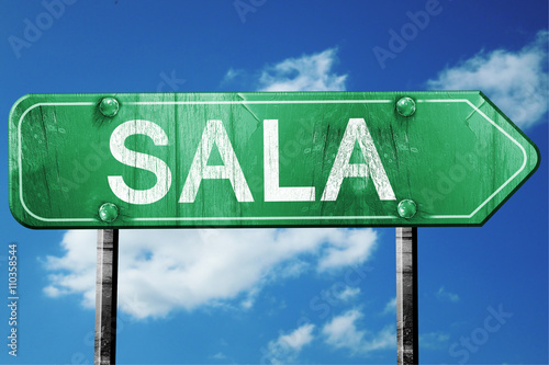 Photos Sala, 3D rendering, a vintage green direction sign