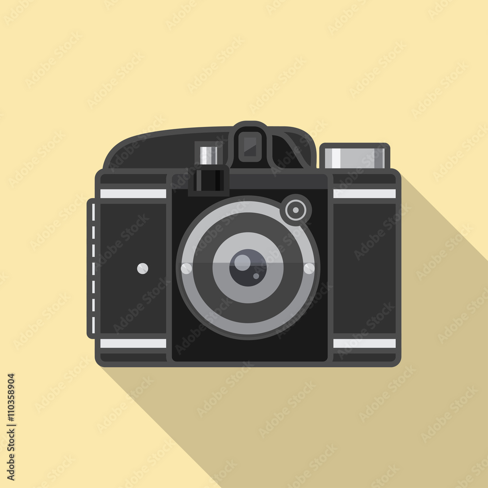 Flat 2D retro film camera