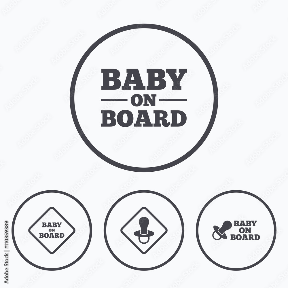Baby on board icons. Infant caution signs. Baby on board icons. Infant caution signs.