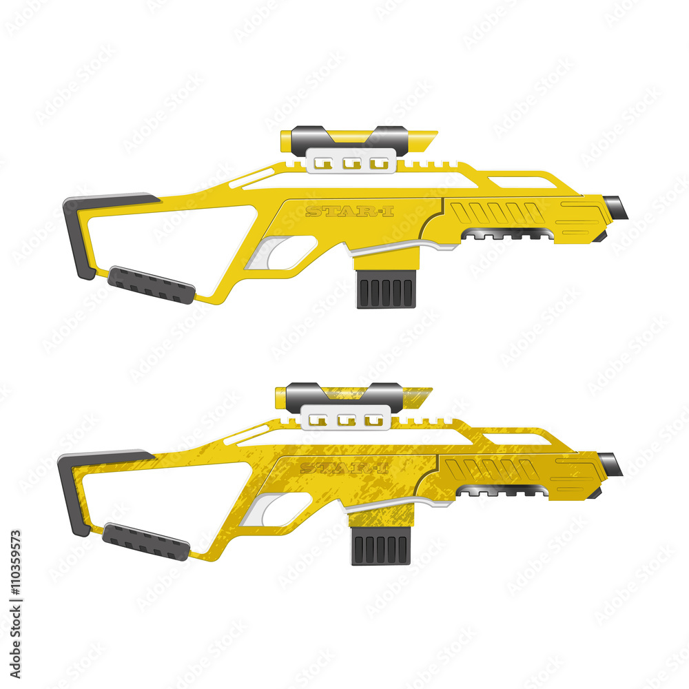 Fototapeta premium Assault rifle in cartoon style. Game's weapon