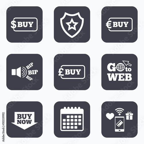 Buy now arrow sign. Online shopping icons.