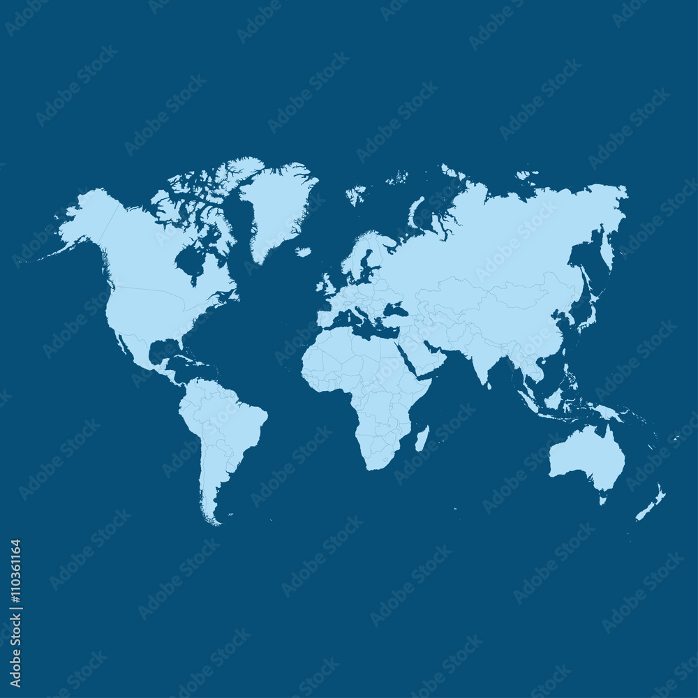 World map countries colorful. Vector illustration.