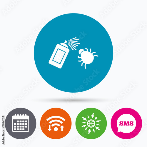 Bug disinfection sign icon. Fumigation symbol.