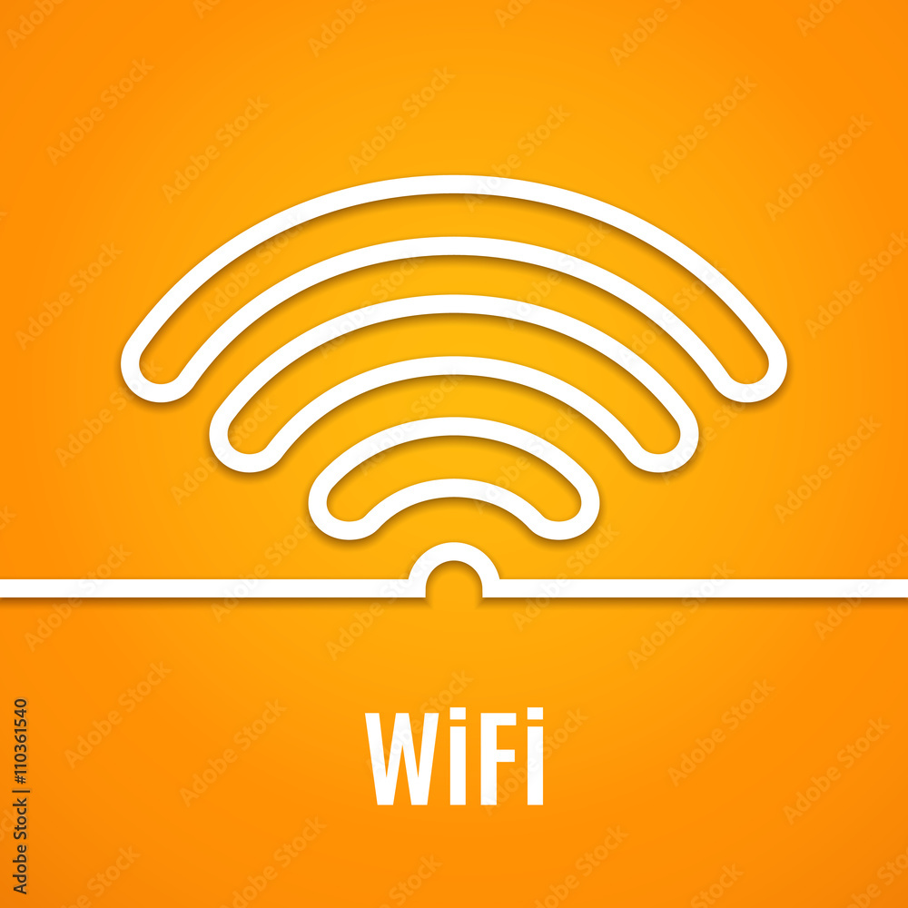 WiFi icon on orange background. illustration WiFi icon on orange background. illustration
