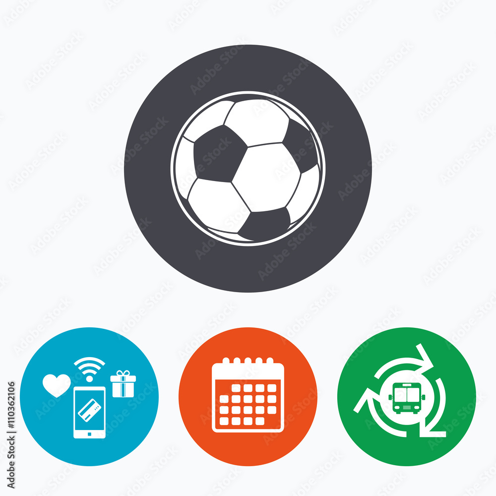 Football ball sign icon. Soccer Sport symbol.