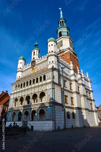 Facade and tower of the Renaissance town hall in Poznan.. © GKor
