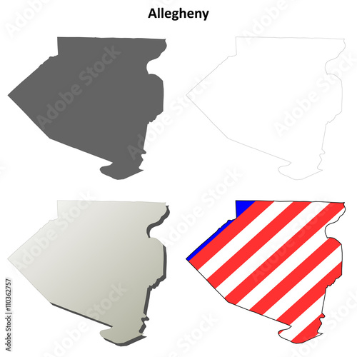Allegheny County, Pennsylvania outline map set