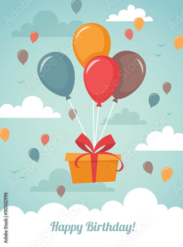Gift box with balloons