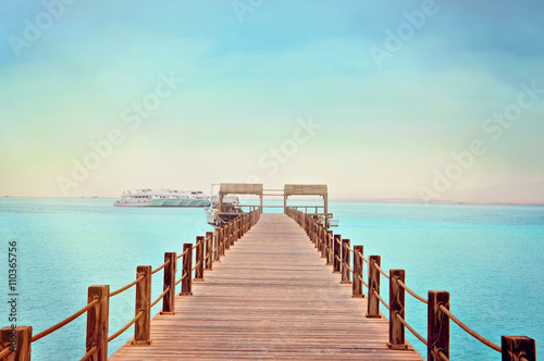 Tropical wooden pier in Red sea