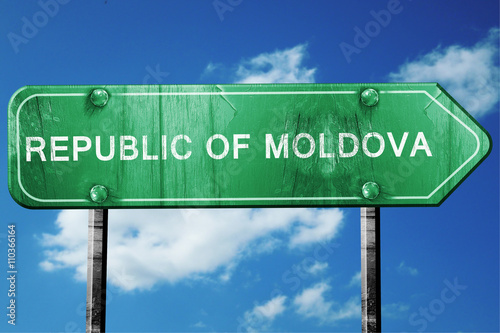 Tableau sur toile Republic of moldova, 3D rendering, a vintage green direction sig