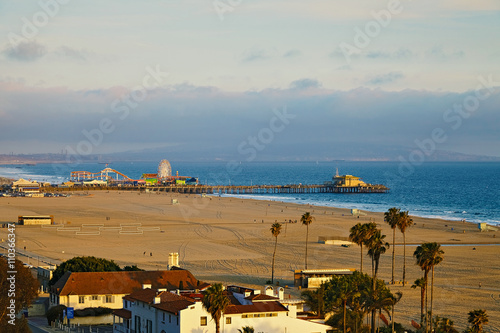 View of the Santa Monica Pier at sunset