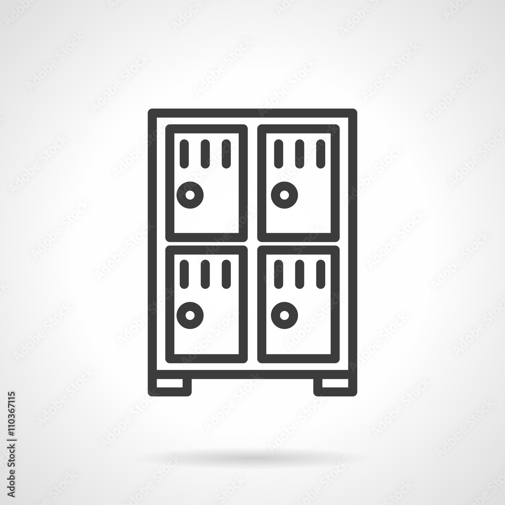 Four lockers black line vector icon Four lockers black line vector icon