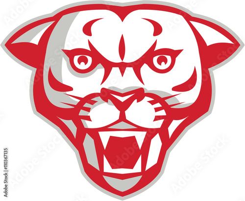 Fototapeta Naklejka Na Ścianę i Meble -  Angry Cougar Mountain Lion Head Retro