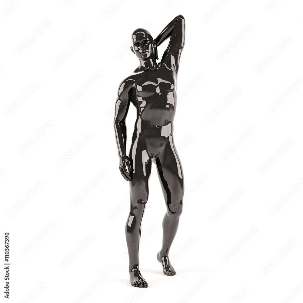 Abstract black plastic human body mannequin over white background. 3D rendering illustration Abstract black plastic human body mannequin over white background. 3D rendering illustration