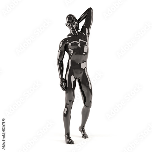 Abstract black plastic human body mannequin over white background. 3D rendering illustration 