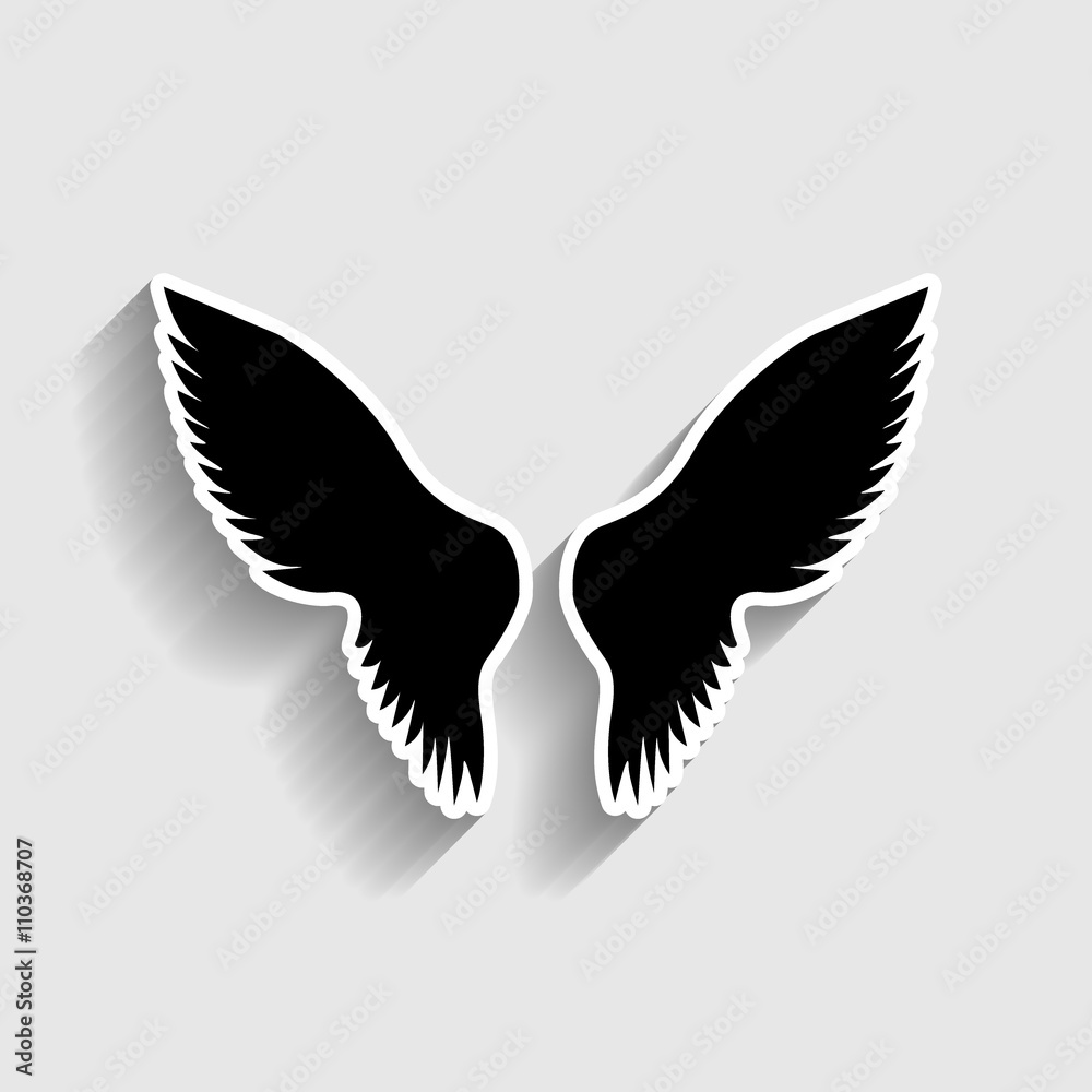 Fototapeta premium Wings sign. Sticker style icon