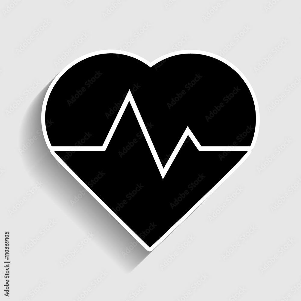 Heartbeat sign. Sticker style icon Heartbeat sign. Sticker style icon