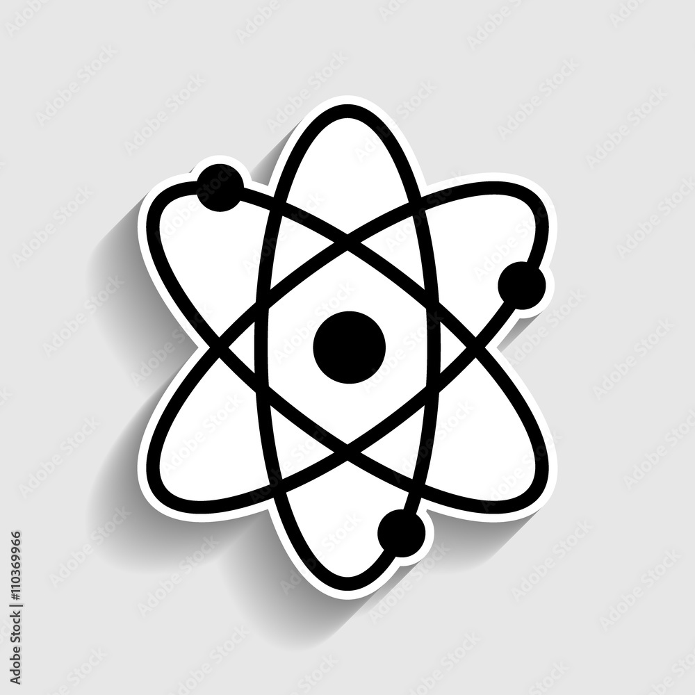 Atom sign. Sticker style icon Atom sign. Sticker style icon
