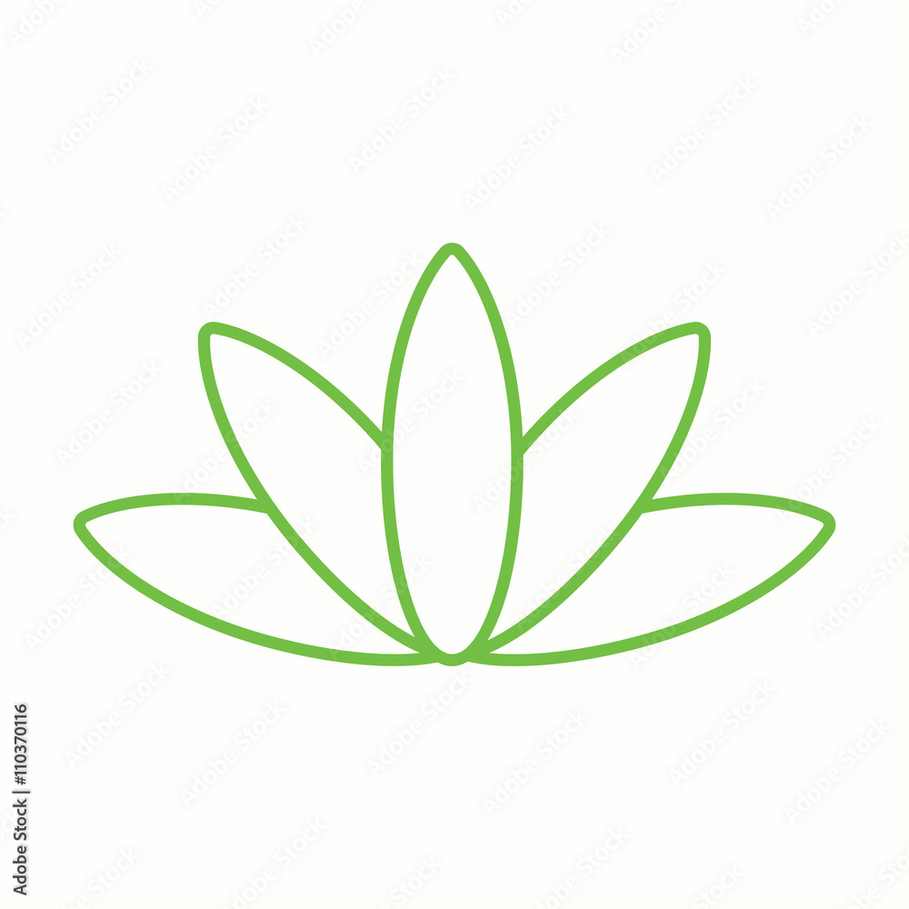 lotus flower nature spa green icon
