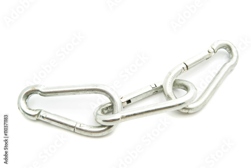 Obraz na płótnie three iron carabiner on white w salonie