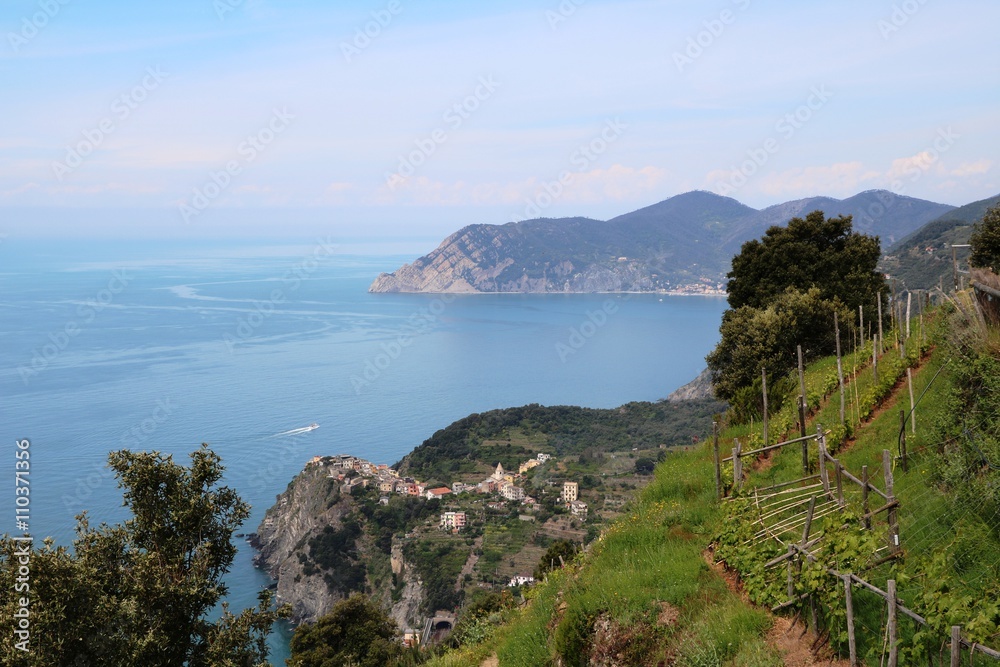 Landscape panorama Cinque Terre Corniglia on the Amalfi Coast, Italy