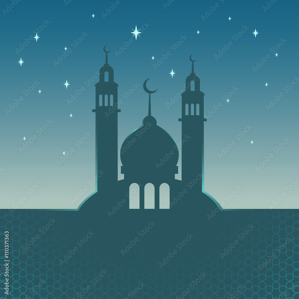 Islamic Mosque With Arabic Ornament Background