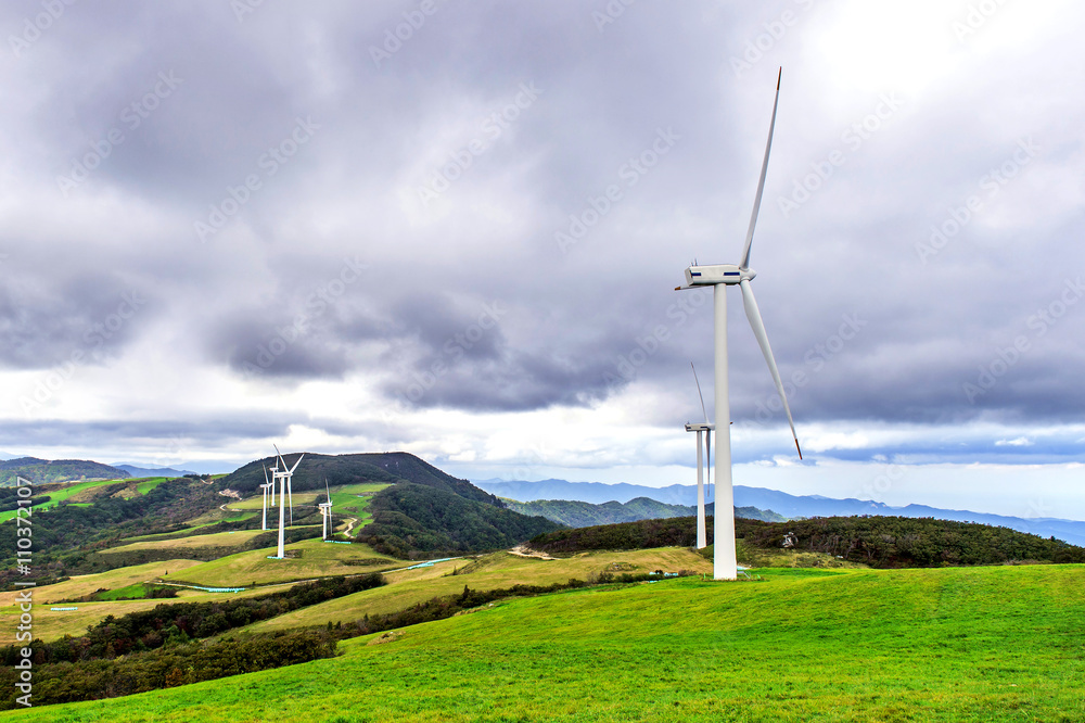 Wind turbines generating electricity. Wind turbines generating electricity.