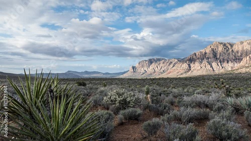 Red Rock Canyon National Conservation Area spring clouds time lapse near Las Vegas, Nevada.