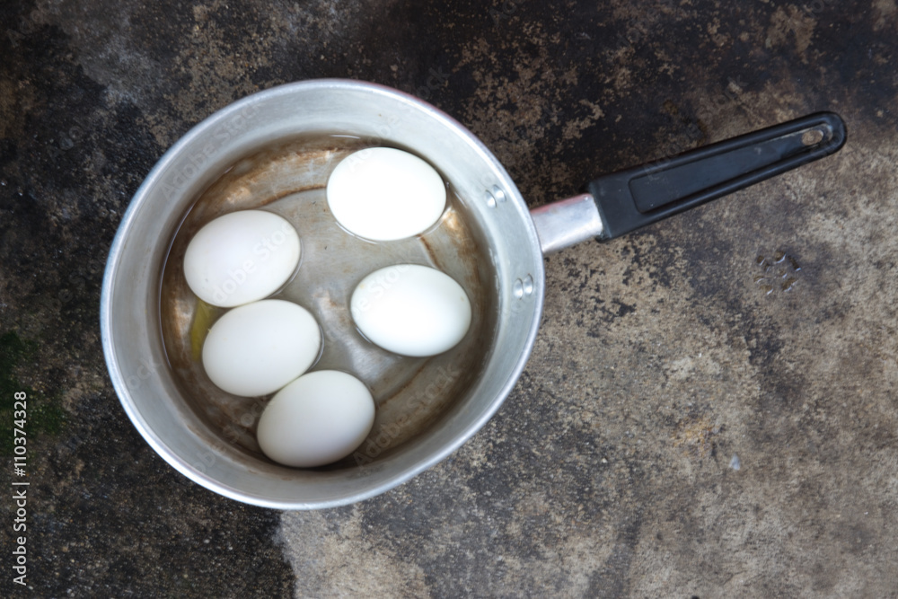 salted egg in pot prepare for cook salted egg in pot prepare for cook