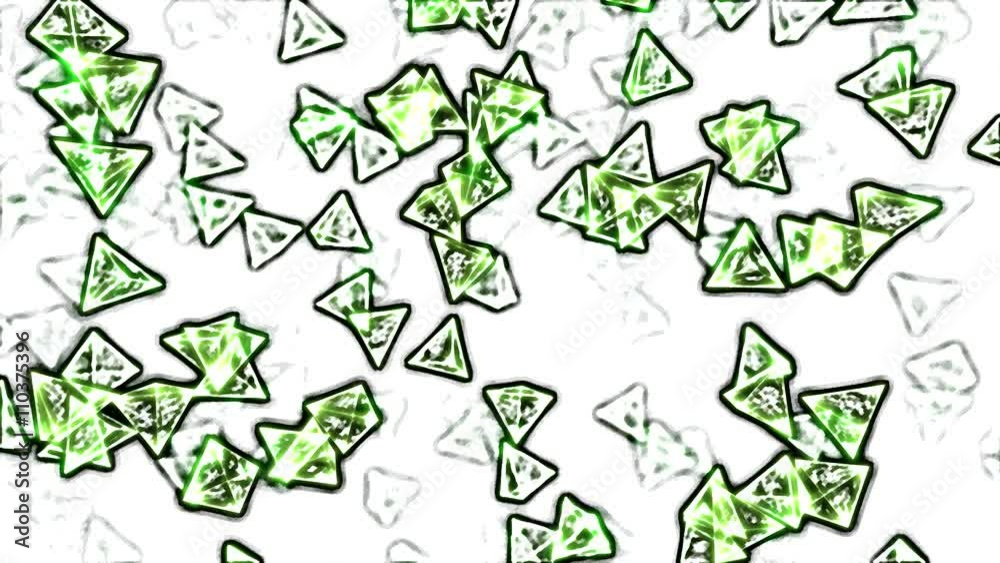 Abstract Rotating Glass Pyramids - Loop Green Abstract Rotating Glass Pyramids - Loop Green